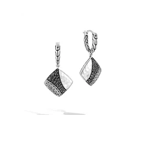 John Hardy Classic Chain Hammered Square Drop Earrings