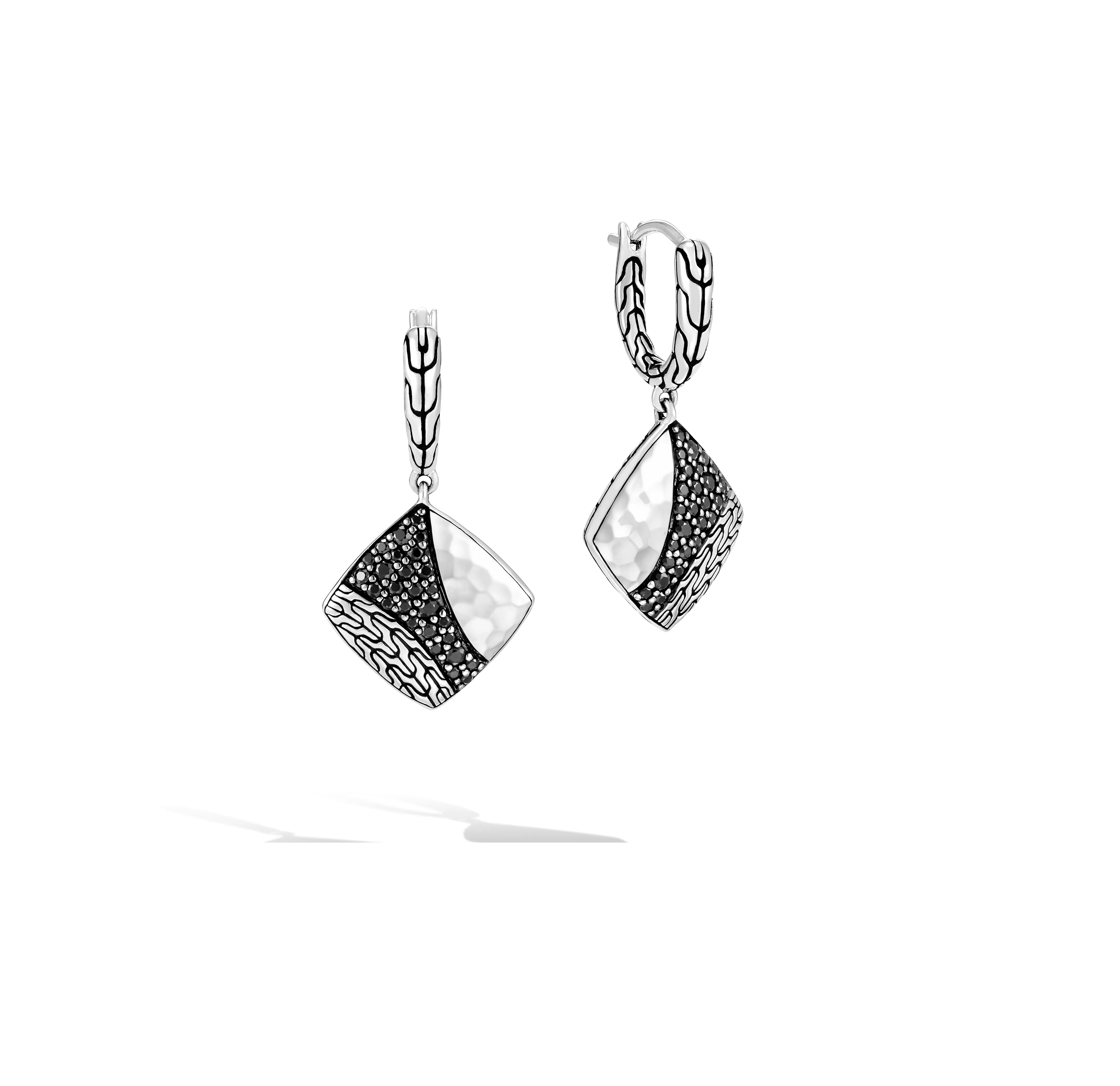 John Hardy Classic Chain Hammered Square Drop Earrings