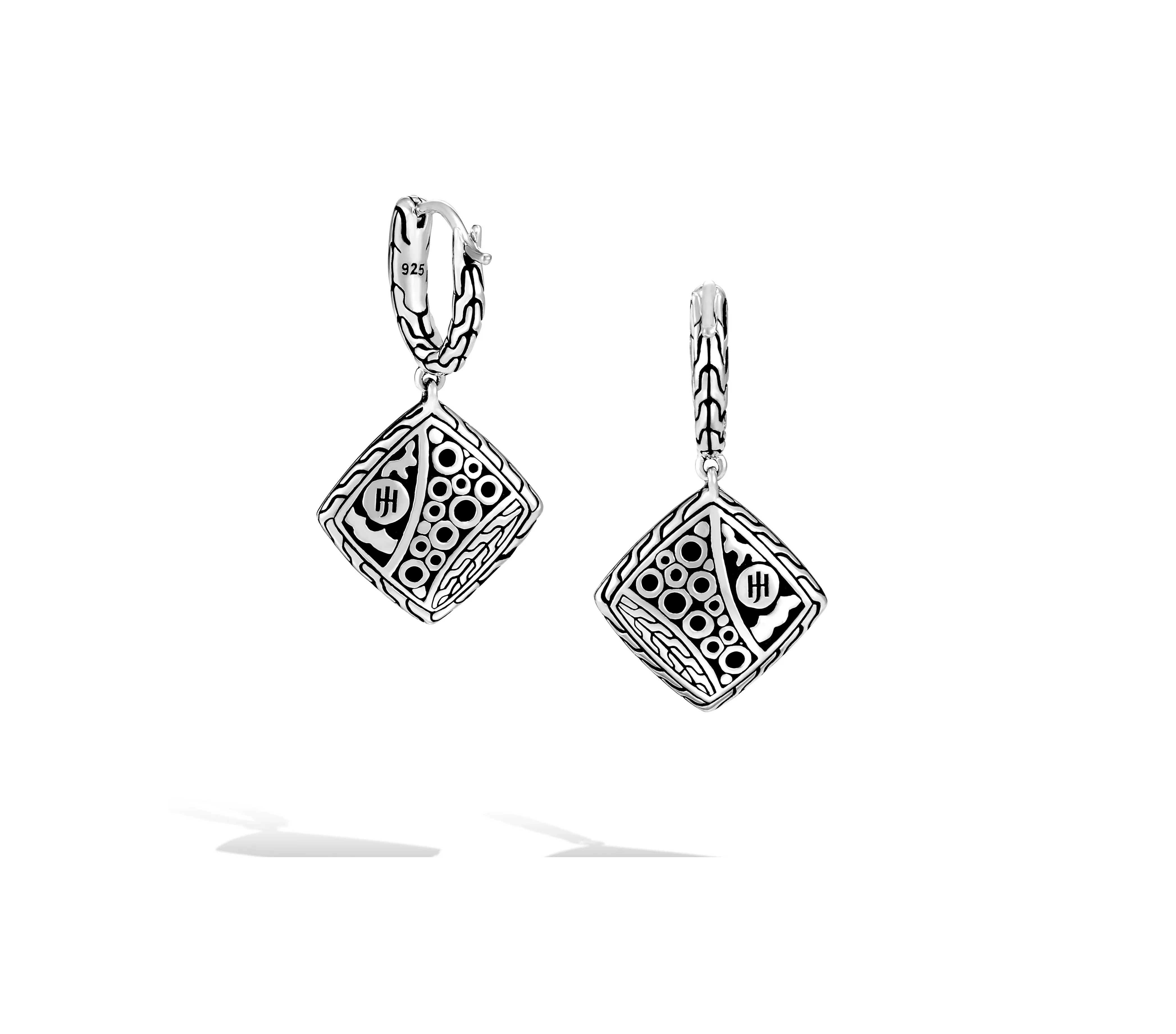 John Hardy Classic Chain Hammered Square Drop Earrings