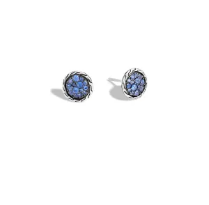 John Hardy Classic Chain Sterling Silver Blue Sapphire Round Stud Earrings