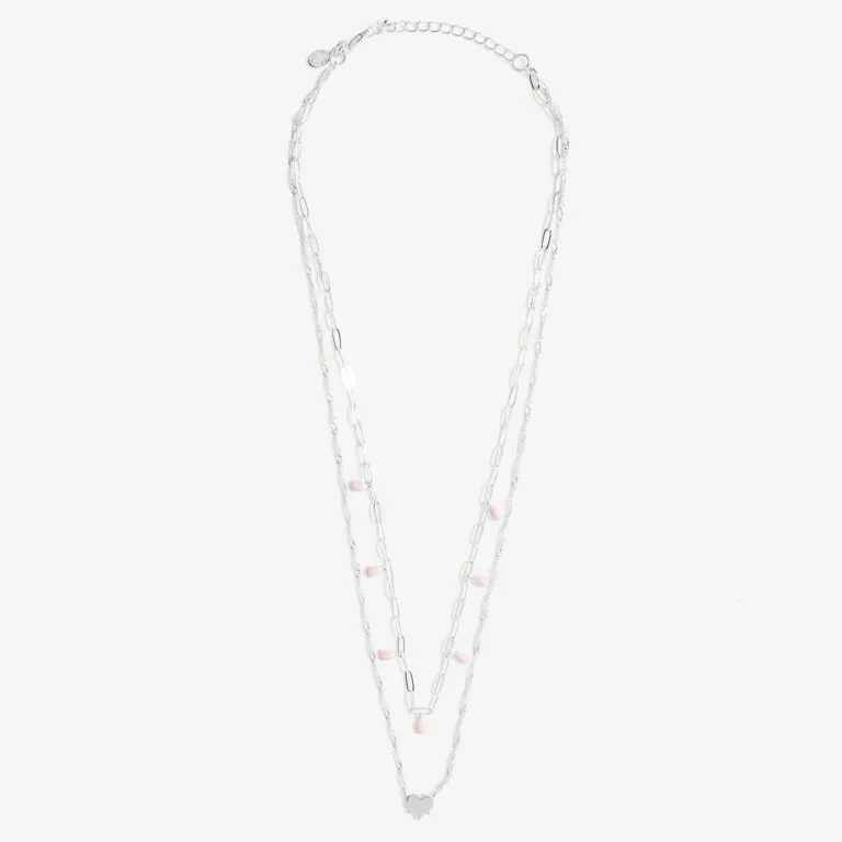 Joma A Little Stacks Of Style Pink Enamel Silver Necklace