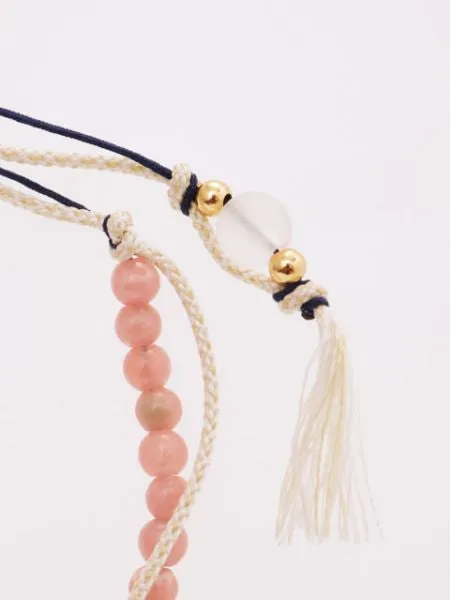 Jul Birthstone Silk Code Braid Bracelet - Rhodochrosite