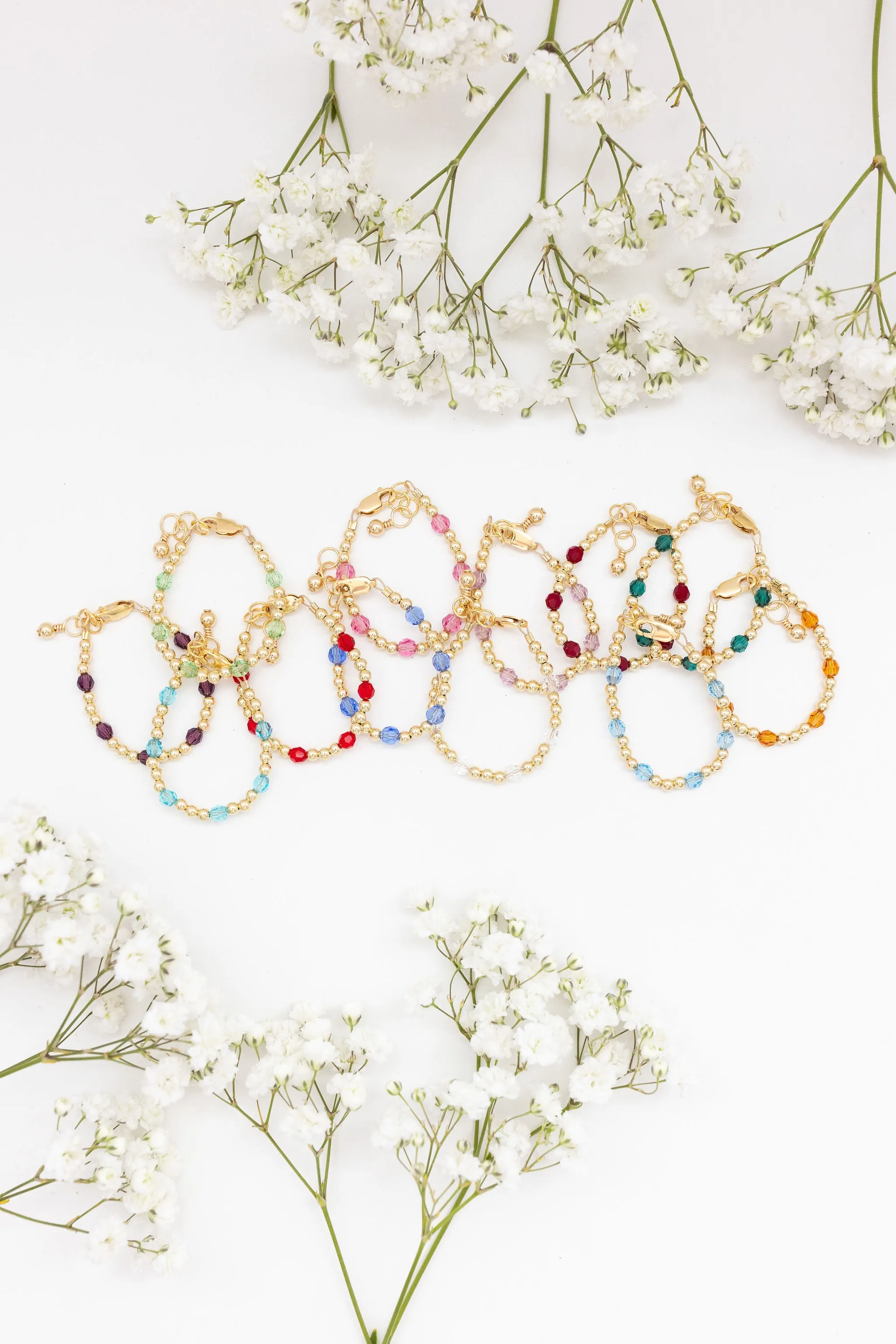 June Birthstone Dotted Bracelet (3MM   4MM beads)