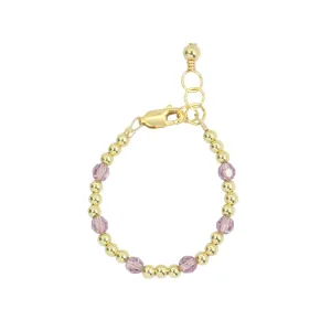 June Birthstone Dotted Bracelet (3MM   4MM beads)