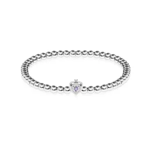 June | Violet Crystal Birthstone | Silver | Crystal Heart Bracelet