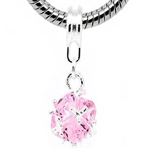 June/OctoberBirthstone Dangle European Bead Compatible for Most European Snake Chain Charm Bracelet