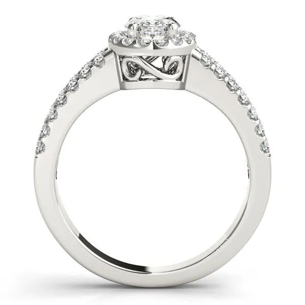 Kelli Oval Center Stone Split Shank Halo Engagement Ring