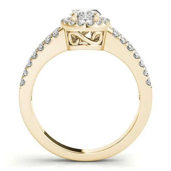Kelli Oval Center Stone Split Shank Halo Engagement Ring