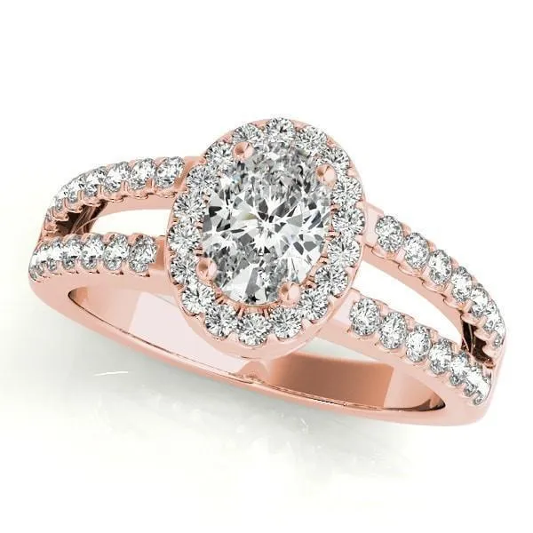 Kelli Oval Center Stone Split Shank Halo Engagement Ring