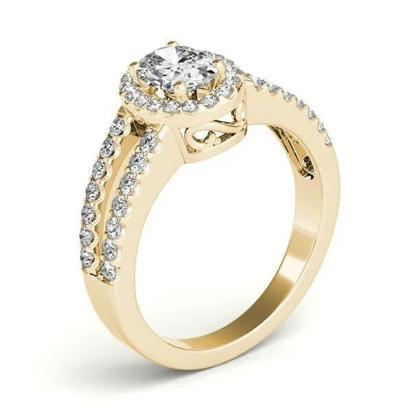 Kelli Oval Center Stone Split Shank Halo Engagement Ring