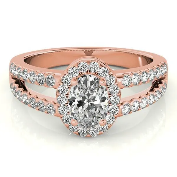 Kelli Oval Center Stone Split Shank Halo Engagement Ring