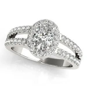 Kelli Oval Center Stone Split Shank Halo Engagement Ring
