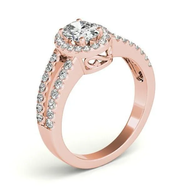 Kelli Oval Center Stone Split Shank Halo Engagement Ring