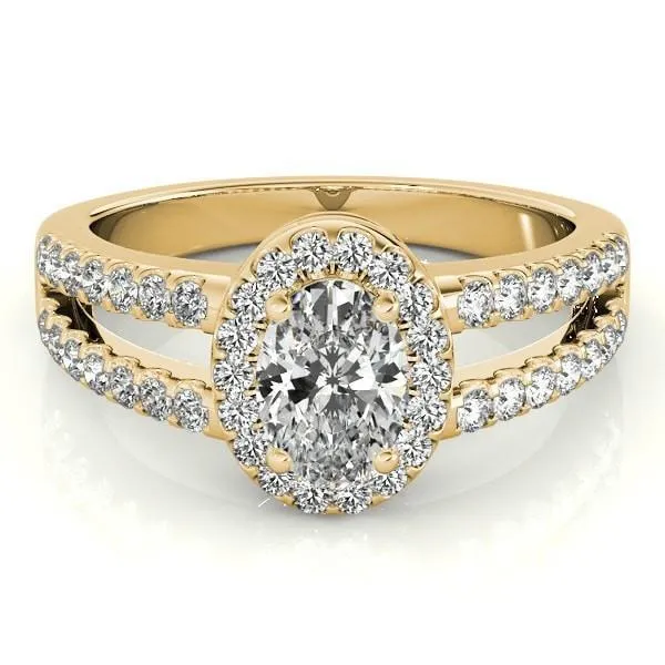 Kelli Oval Center Stone Split Shank Halo Engagement Ring