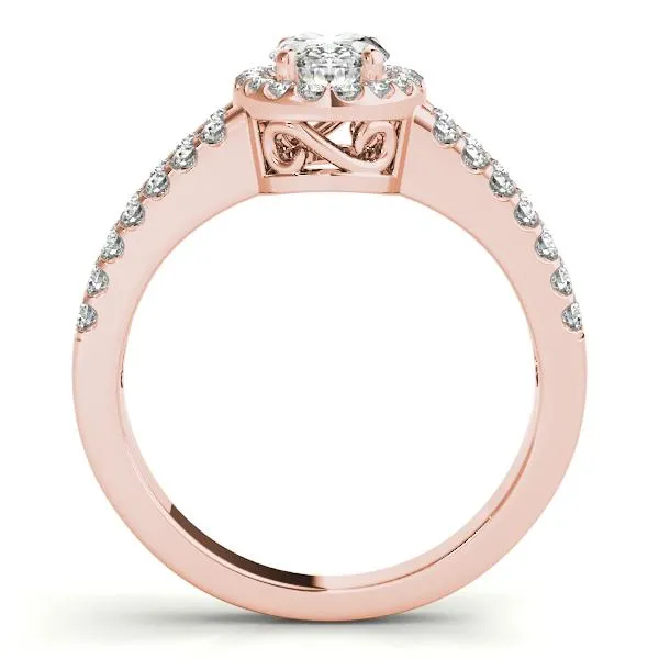 Kelli Oval Center Stone Split Shank Halo Engagement Ring