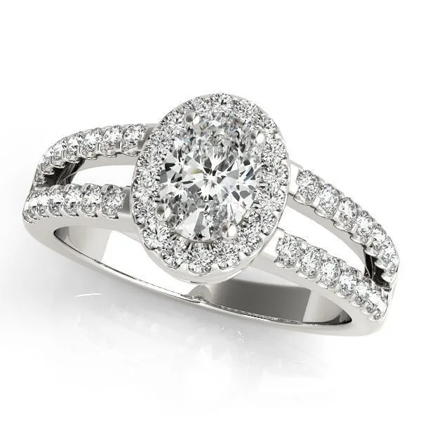 Kelli Oval Center Stone Split Shank Halo Engagement Ring