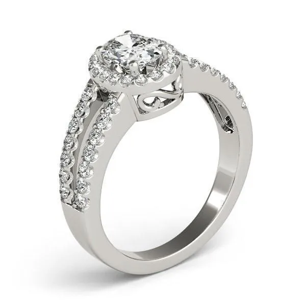 Kelli Oval Center Stone Split Shank Halo Engagement Ring