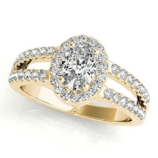 Kelli Oval Center Stone Split Shank Halo Engagement Ring