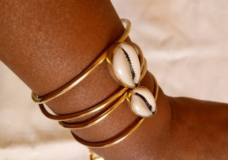 Kenyan Golden Cowry Cuffs