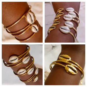 Kenyan Golden Cowry Cuffs