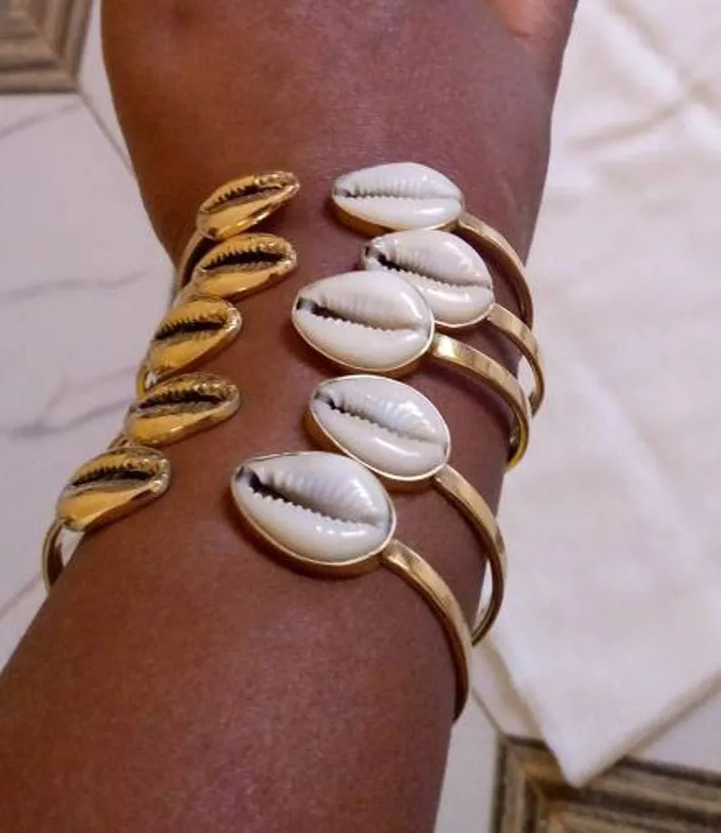 Kenyan Golden Cowry Cuffs