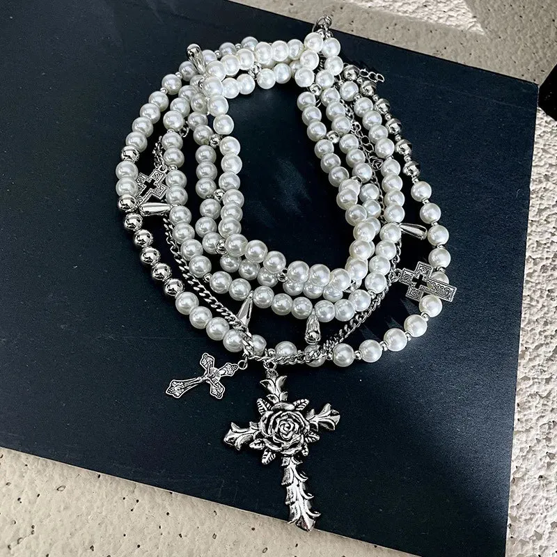 Khaleesi Vintage Pearl Necklace Stack