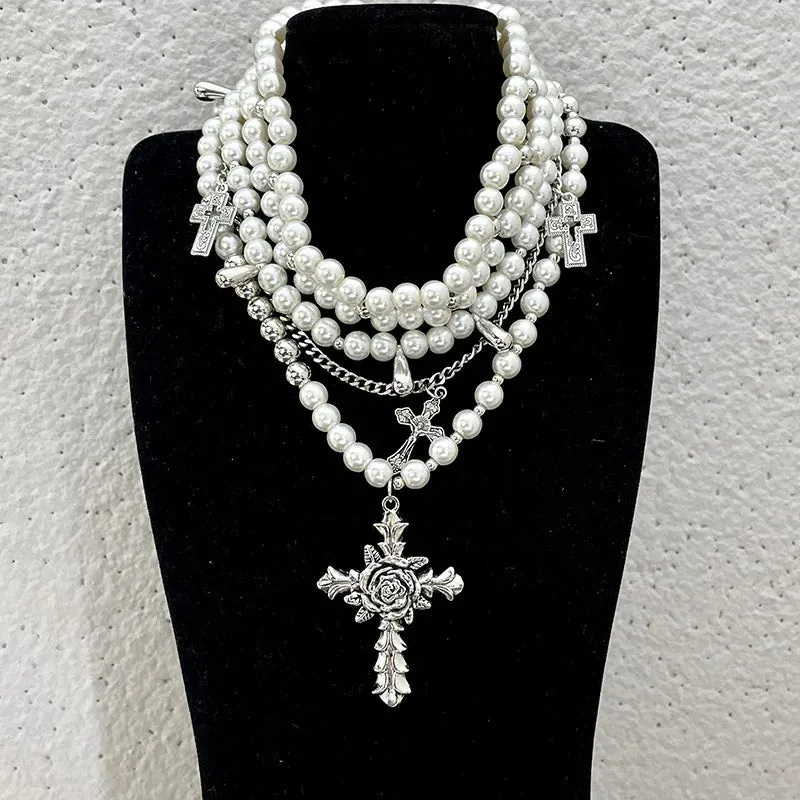 Khaleesi Vintage Pearl Necklace Stack