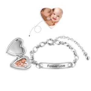 Kids Anklet Custom Photo Heart Locket Charms Name Engraved Anklets