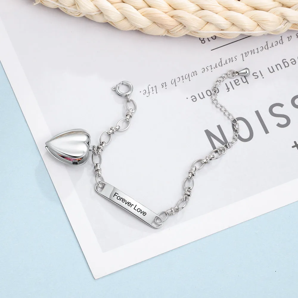 Kids Anklet Custom Photo Heart Locket Charms Name Engraved Anklets