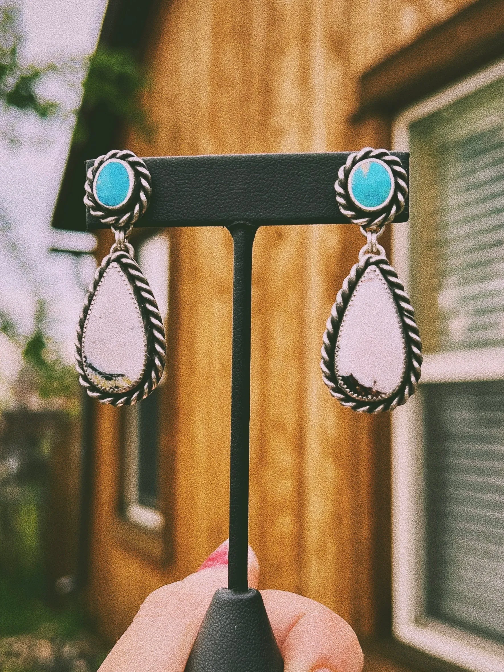 Kingman Turquoise & White Buffalo Earrings