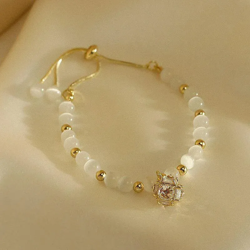 Korean Fashion New High-end Simple Opal Pendant Bracelet Fashion Jewelry Geometric Zircon Pendant Accessories Ladies Bracelet