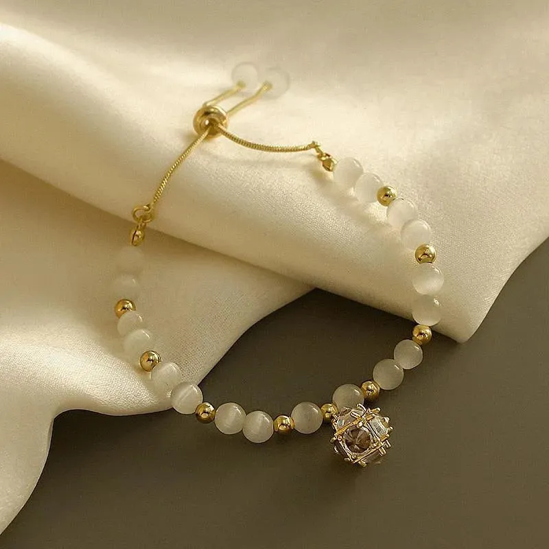 Korean Fashion New High-end Simple Opal Pendant Bracelet Fashion Jewelry Geometric Zircon Pendant Accessories Ladies Bracelet