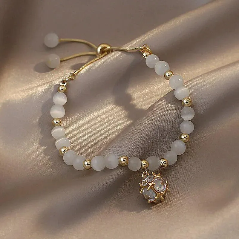Korean Fashion New High-end Simple Opal Pendant Bracelet Fashion Jewelry Geometric Zircon Pendant Accessories Ladies Bracelet