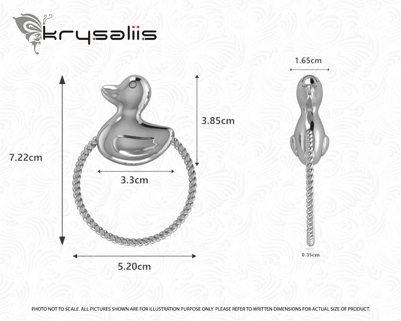Krysaliis Sterling Silver Rattle - Rope Ring Duck