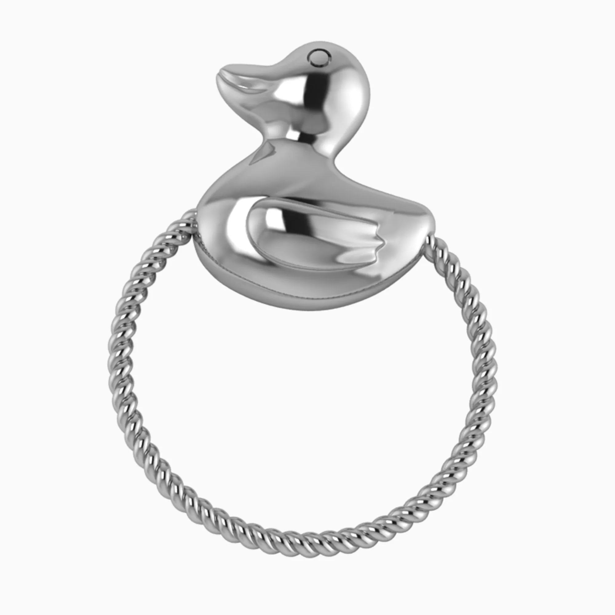 Krysaliis Sterling Silver Rattle - Rope Ring Duck