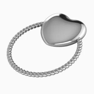 Krysaliis Sterling Silver Rattle - Rope Ring Heart