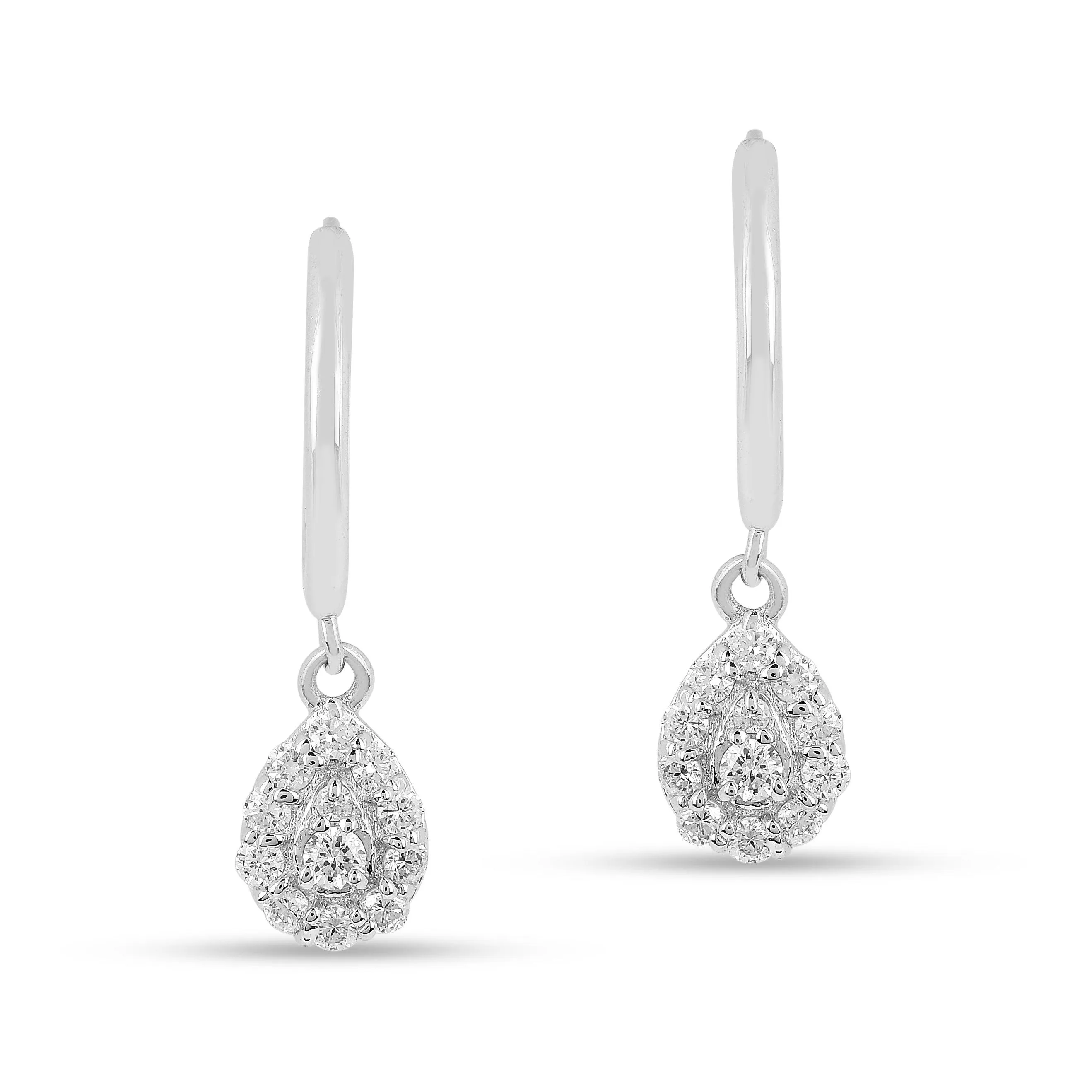 Lab Diamond TearDrop Hoop Earrings