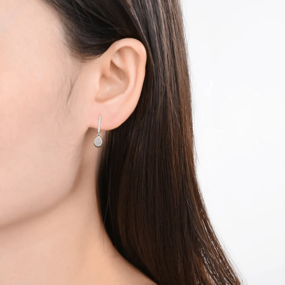 Lab Diamond TearDrop Hoop Earrings