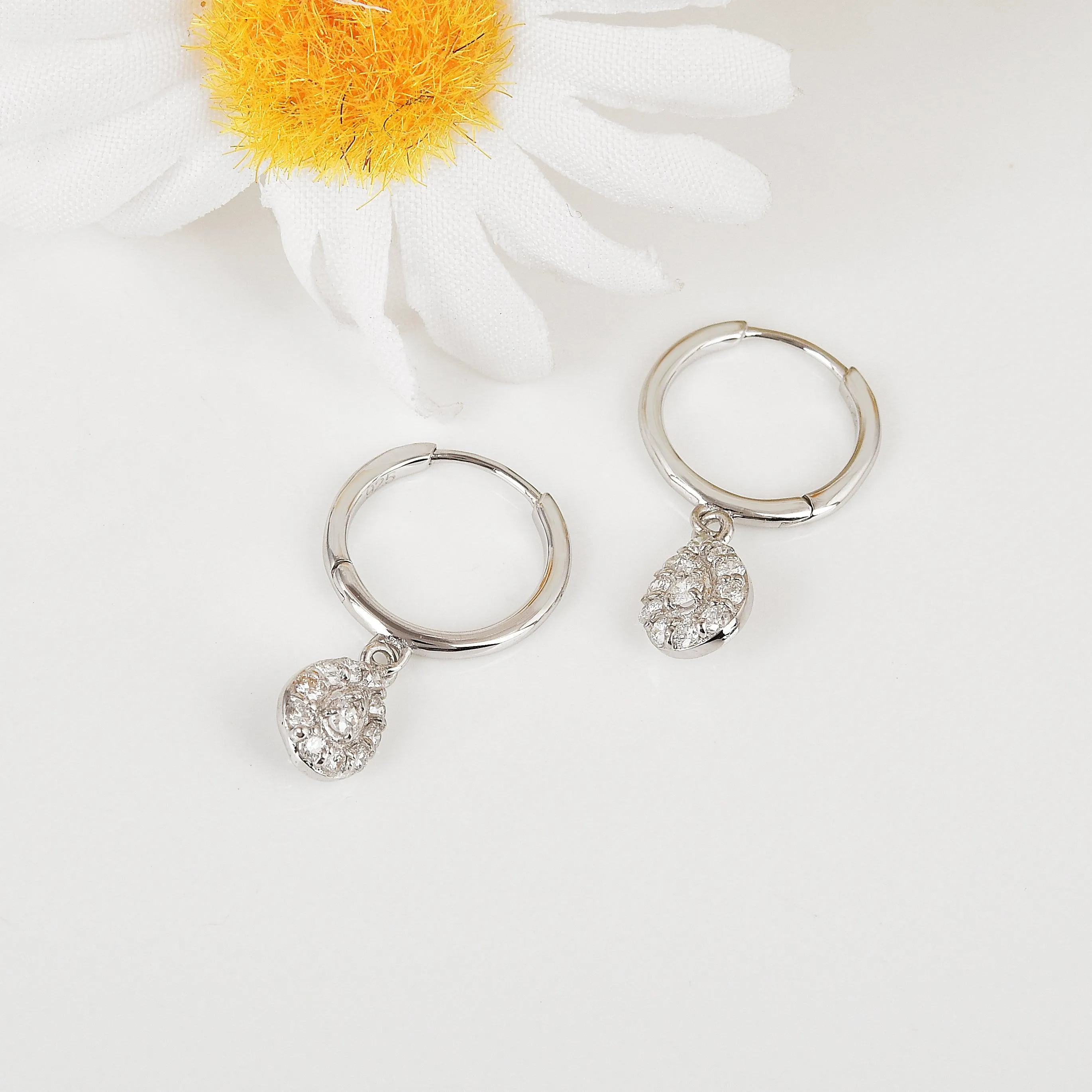 Lab Diamond TearDrop Hoop Earrings