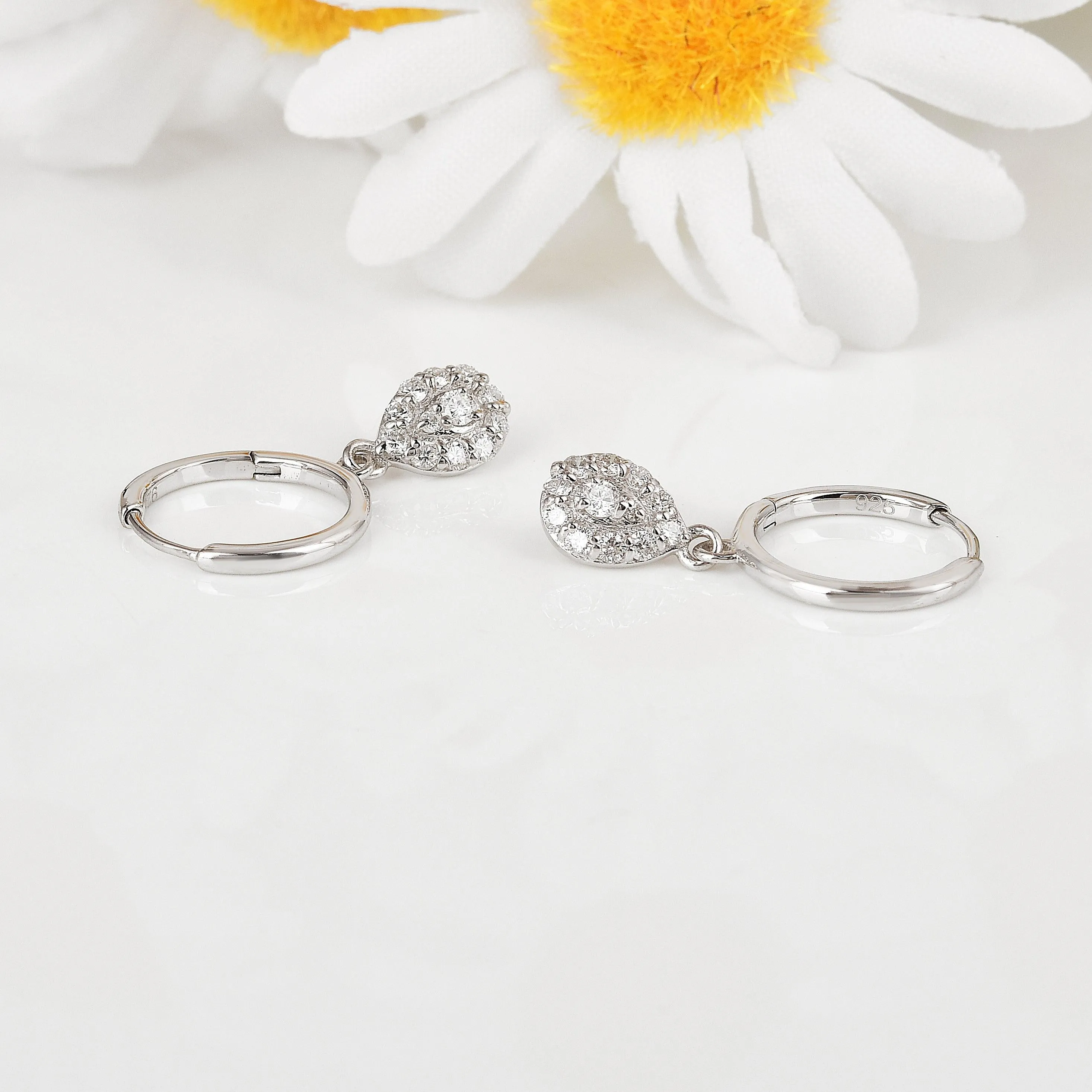 Lab Diamond TearDrop Hoop Earrings
