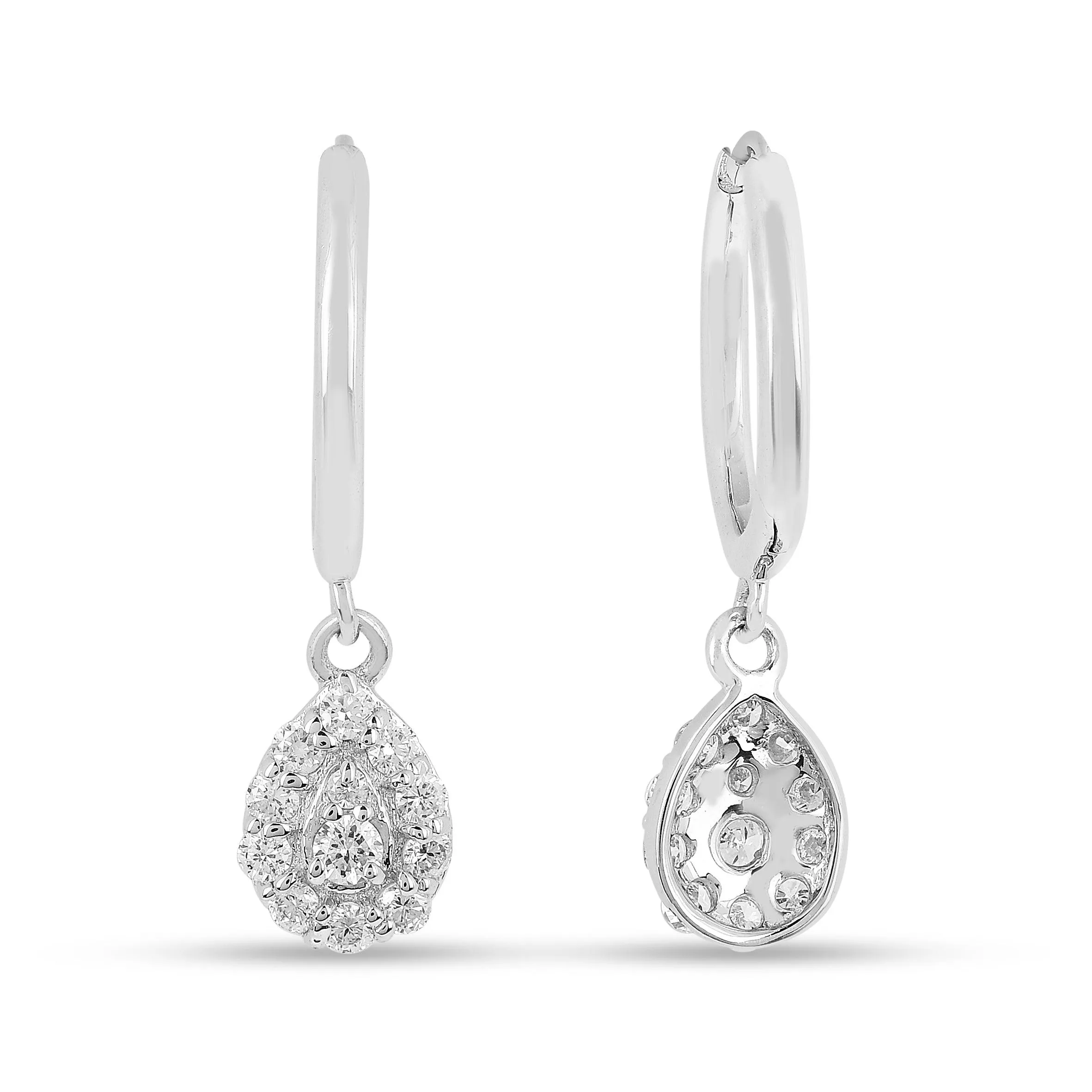 Lab Diamond TearDrop Hoop Earrings
