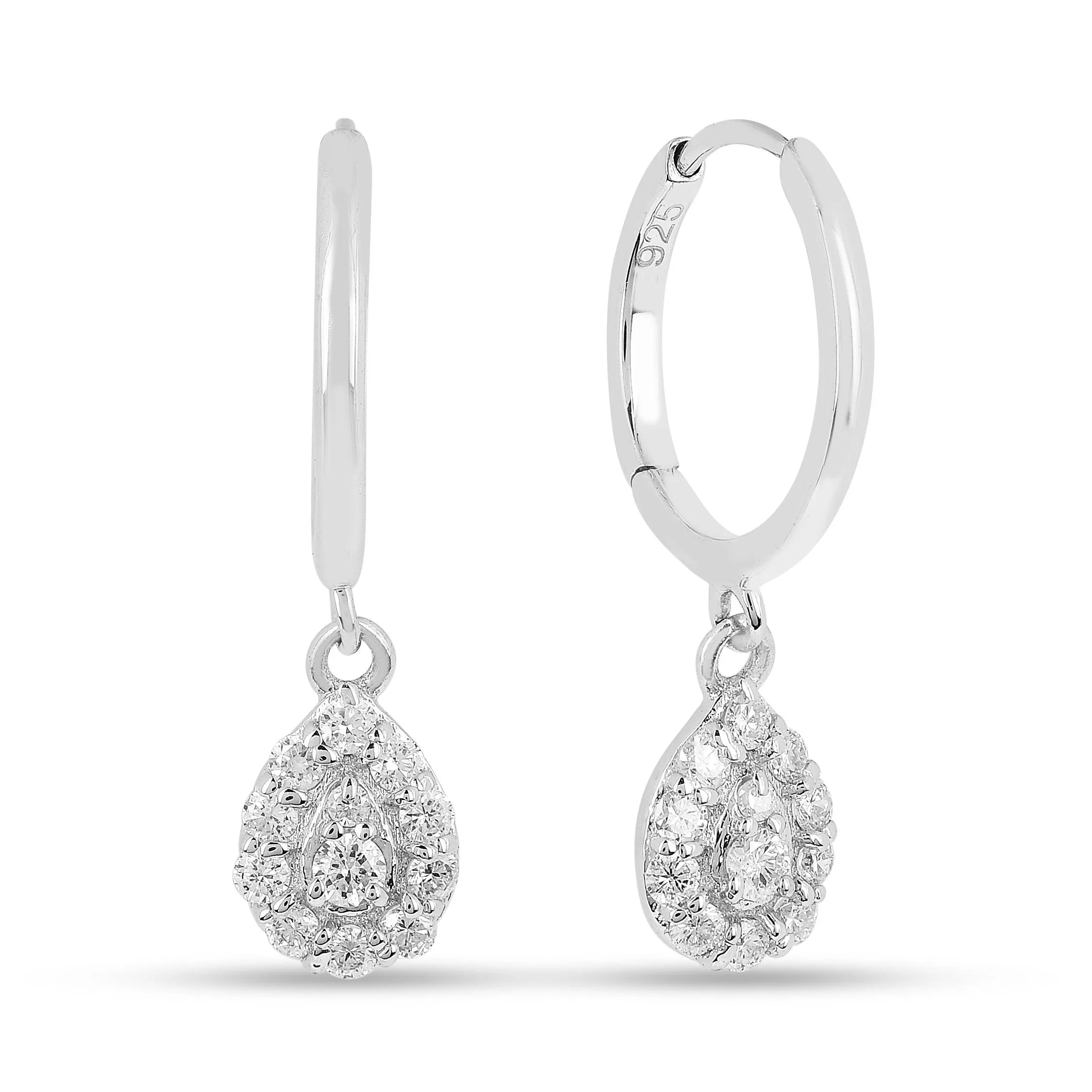 Lab Diamond TearDrop Hoop Earrings