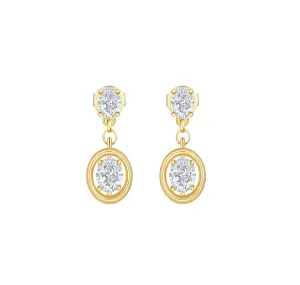 Lab Grown 1.00ctw Oval Drop Diamond Frame Earrings E-03745WHT