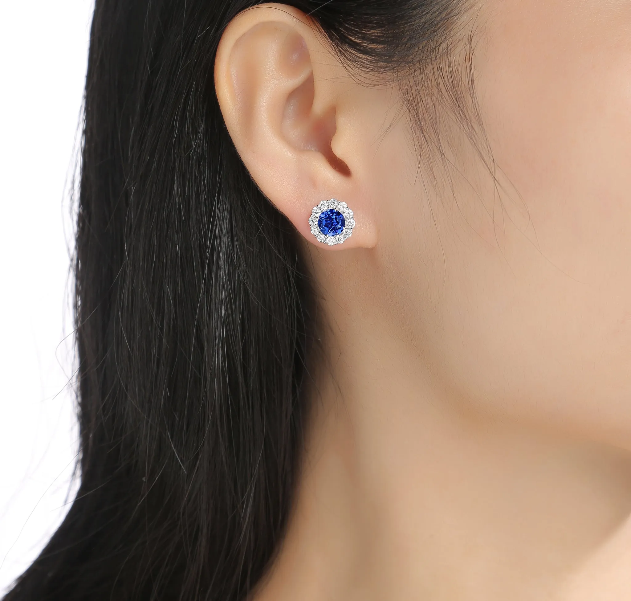 Lab Grown Diamond 2.96ctw Halo Stud Earrings <br> E-01923BSA
