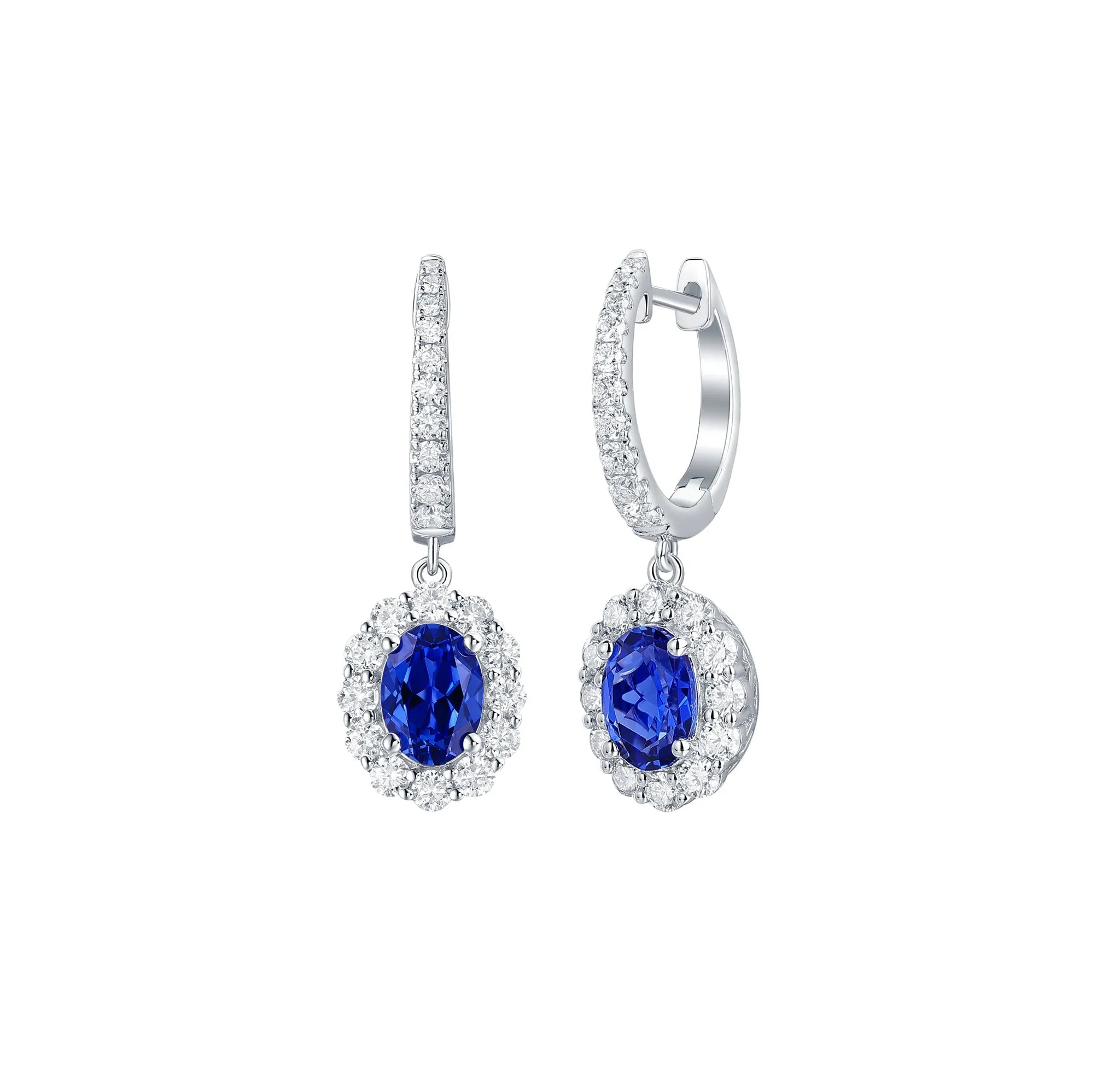 Lab Grown Diamond 3.03ctw Halo Drop Dangle Earrings <br> E-01918BSA