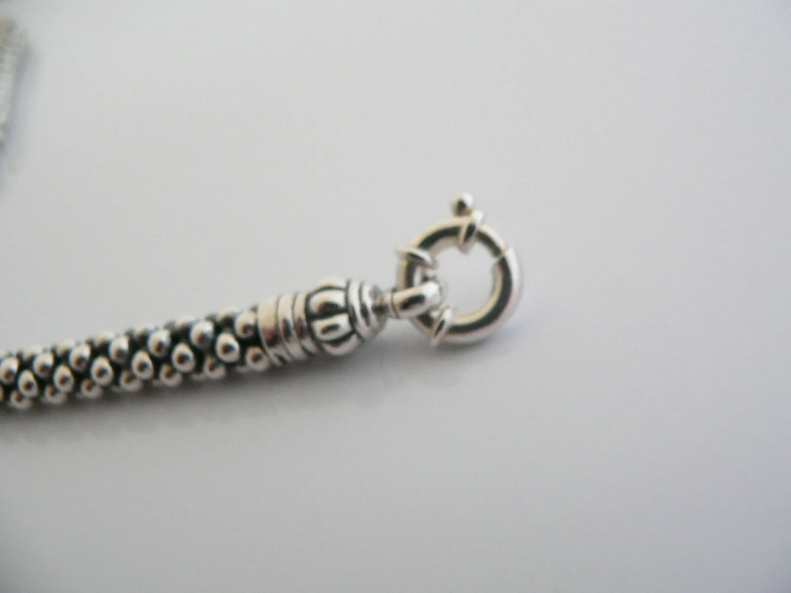 Lagos Caviar Silver Multi Bead Link Necklace Pendant Hook Chain Heavy Gift Love