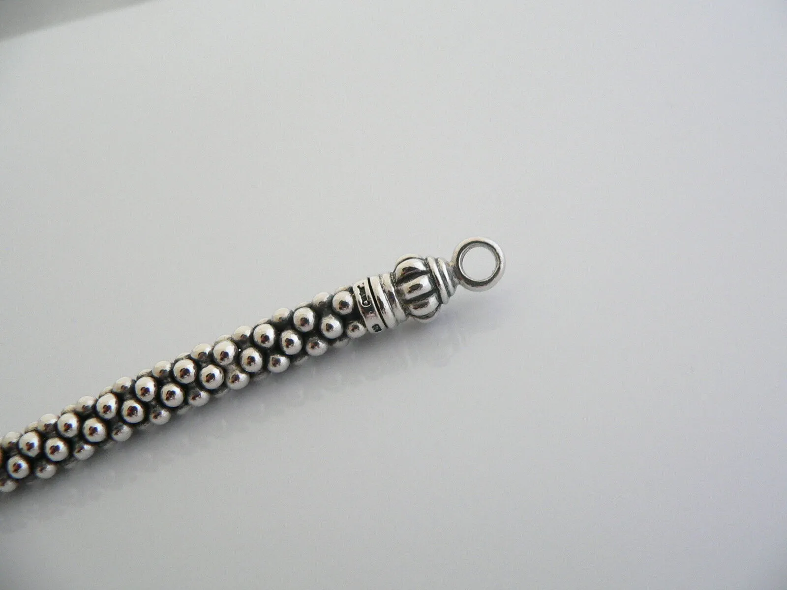 Lagos Caviar Silver Multi Bead Link Necklace Pendant Hook Chain Heavy Gift Love