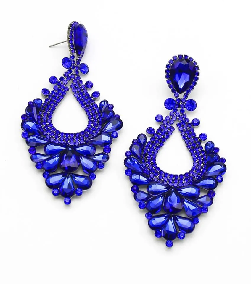 Large Sapphire Crystal Statement Pageant Earrings  | 476312