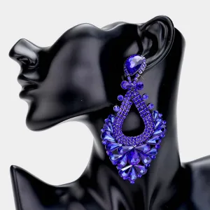 Large Sapphire Crystal Statement Pageant Earrings  | 476312