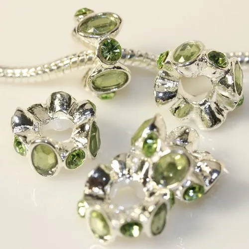 Light Green/period Birthstone  Charm European Bead Compatible for Most European Snake Chain Bracelet